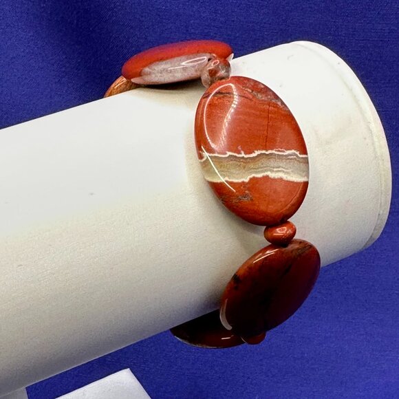 Jewelry - Genuine Red Jasper Stretch Bracelet Large Polished Jasper Stones